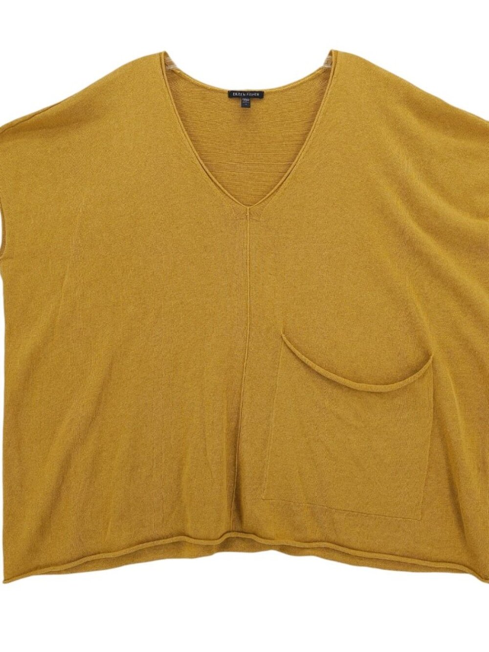 EILEEN FISHER Organic Linen Cotton Square Top Rolled Hem Boxy Mustard Yellow 1X